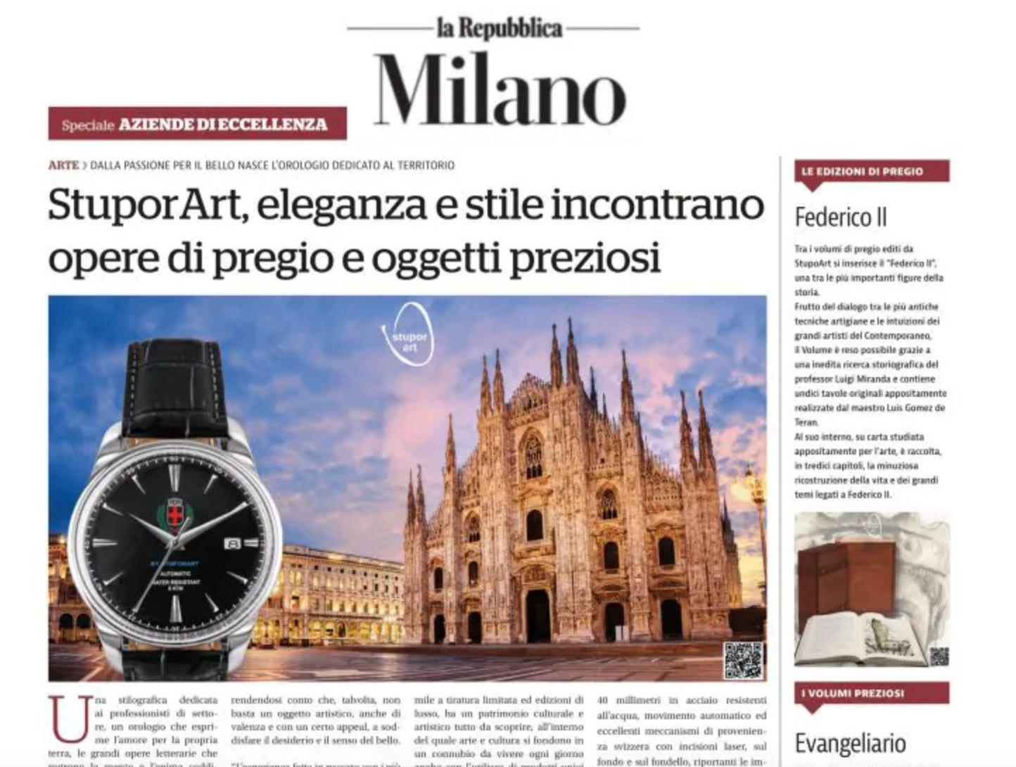 Scopri di più sull'articolo Aziende d’eccellenza: StuporArt su Repubblica Milano